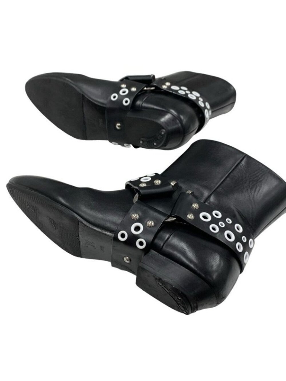 Louis Vuitton Rhapsody Line Boots Short Shoes Leather Black White Hole - Picture 6 of 9